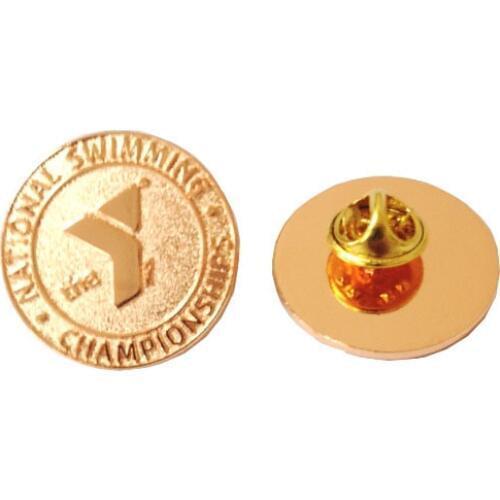 Manufacturer custom gold badge back butterfly buckle plating badge K200341