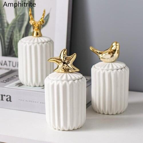 Ceramic Storage Bottle For House Decoration Household Toothpick Box Cotton Swab Box Multi Function Storage Vessel Storage