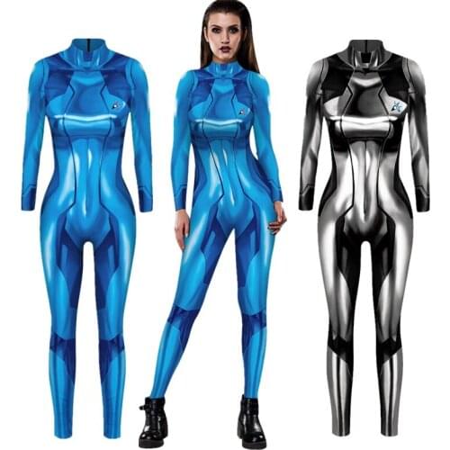 METROID Zero Suit Samus Aran Cosplay Adult Kids Sexy Jumpsuit Catsuit Character Costumes Zentai Women Bodysuit Fancy Dress