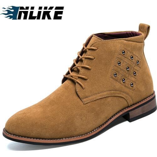 INLIKE Leather Ankle Boots for Men Shoes Spring Autumn Boots Footwear Rubber Non Slip Winter Boots Mens Boots
