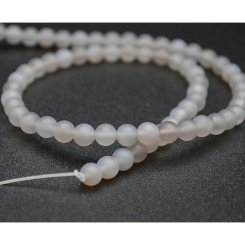 Grade A Natural Matte Dull Polished Gray Agate Stone Round Beads 4mm 6mm 8mm 10mm Gemstone
