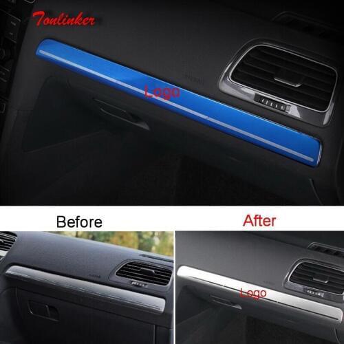 Cover Sticker for VW GOLF 2018 Car Styling 1 PCS Stainless steel Car Interior Glove box handle Decoration Cover case stickers