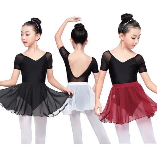 2PCs Girls Summer Tutu Dress Leotard Cotton Gymnastic Practice Outfit Suitable for 4-12 Years