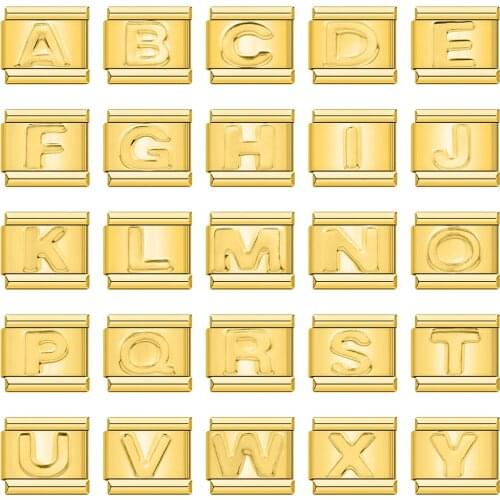 Hapiship New Top Original Daisy Gold 26 Letters A-Z Italian Charm Fit 9mm Bracelet Stainless Steel Jewelry DIY Making DJ432