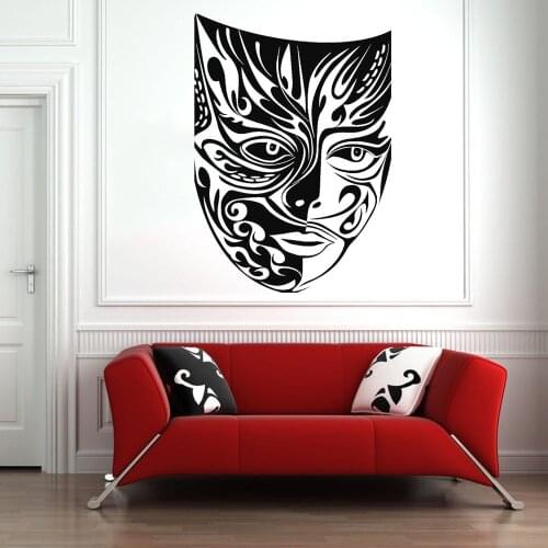 Mask Wall Stickers Masquerade Theatre Decoration Arts Pattern Vinyl Wall Decal Home Decor Living Room Bedroom Background Z158