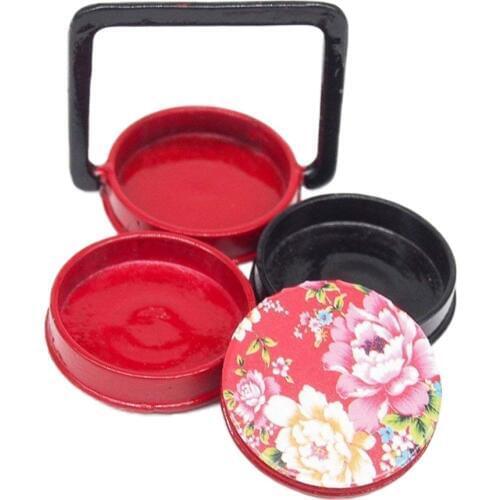 Odoria 1:12 Miniature 3 Tier Picnic Lunch Box Japanese Style Hamper Kitchen Outdoor Set Dollhouse Accessories Doll House Decor