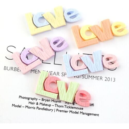 Multicolor Love Letters Initial Resin Cabochon Ornament Accessories Flatback DIY Jewelry Hair Clip Decoration 10pcs 17*40mm