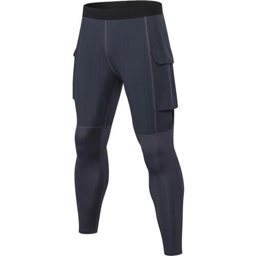 MenS Pocket Exercise Running Tights for Male Gym Fitness Training Exercise Jogging Pants Slim Trousers Bodybuilding Gyms Wear