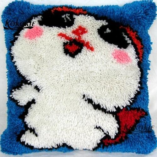 Handmade cross stitch sets sale adult crafy kits for carpet diy rug making kit latch hook rug kits cartoon cushion embroidery