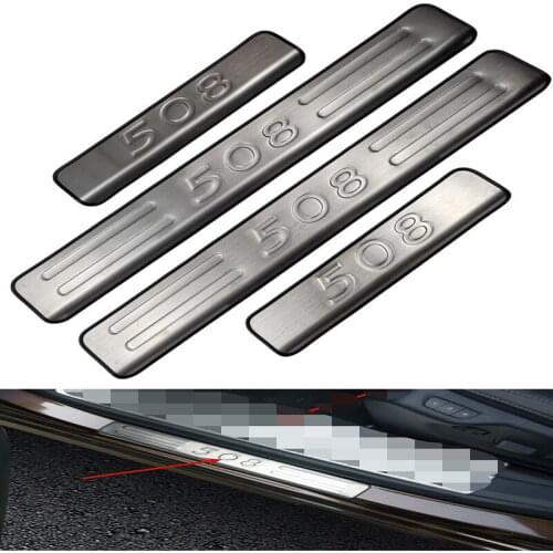 For 2011-2017 Peugeot 508 Auto Door Sill Plate Trim Stainless Steel Threshold Kick Pedal Scuff Sticker Car Styling