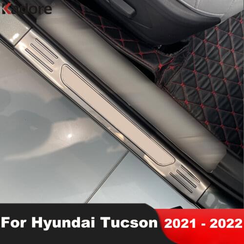 For Hyundai Tucson 2021 2022 Stainless Steel Exterior Door Sill Scuff Plate Cover Trim Protector Car Styling Accessories 4pcs
