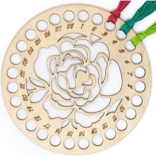 1Pc Natural Wood Rose Embroidery Floss Organizer Cartoon Cross Stitch Thread Holder Storage Handmade DIY Crafts Sewing Accessori