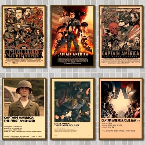 Captain America The First Avenger Marvel Movie Poster Krafe Paper Prints Art Retro Home Decor Wall Stickers For Kid Room