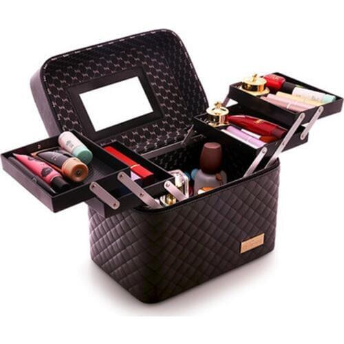 Professional Women Large Cosmetic Bag Necessaries Portable Functional Make Up Box Travel Toiletry Storage Pouch Case