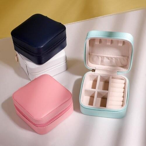 Simple Candy Color Portable Velvet Jewelry Storage Box Travel Earrings Necklace Ring Holder Organizer Display Small Case