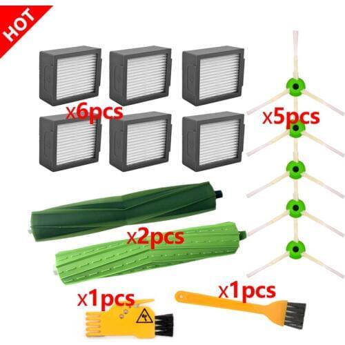 6*Hepa Filter+5*Side Brush+1 pair* Roll Brush for iRobot Roomba i3 i7 E5 E6 Robot Vacuum Cleaner Replacement Spare Parts