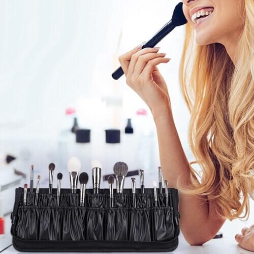 Rownyeon Brand Makeup Brush Bag Storage Bag Cover Brush Makeup Tool Folding Large Capacity Vertical Zipper Makeup Bag