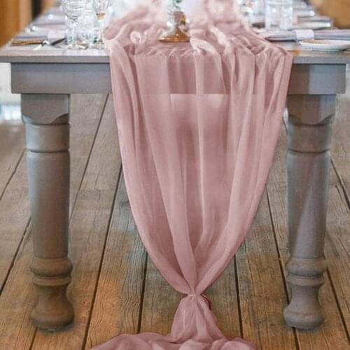 Wedding Gift Gauze Table Runner Party Table Banner Personalized 29x122 Inch Wedding Decoration Pink Gauze Napkin And Runner