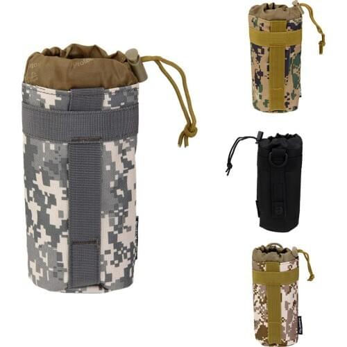 Outdoor Kettle Pack Camping Water Bottle Cover Holder Camouflage Drawstring Mountaineering Bag Portable Fabric Polyester Pouch
