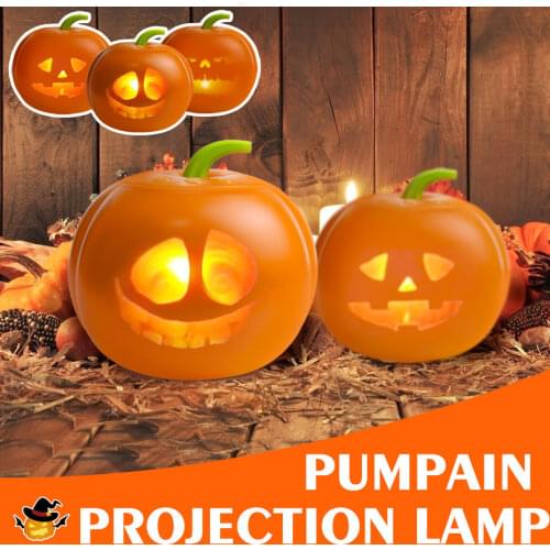 USB Chargeable Halloween Pumpkin Lamp Decorations Props LED Night Light Talking Pumpkin Projector For Home Party Atmosphere
