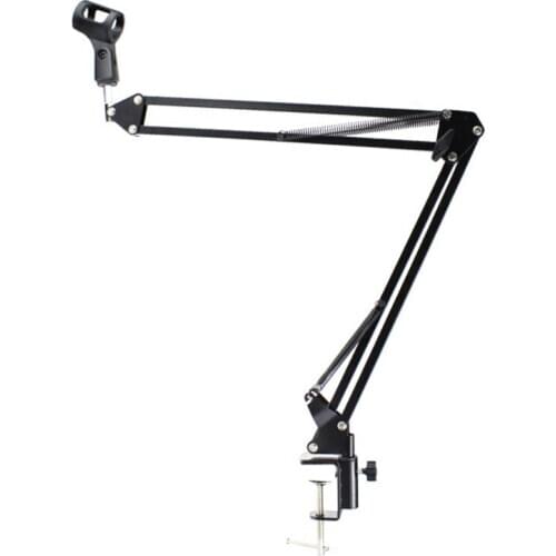 Extendable Recording Microphone Holder Suspension Boom Scissor Arm Stand Holder with Mic Clip Table Mounting Clamp