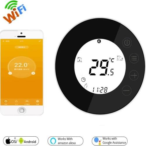 X7HGA-WIFI Black Thermostat 95-240V Controller for Electric .Water Heating and Gas Boiler with Alexa Google Home