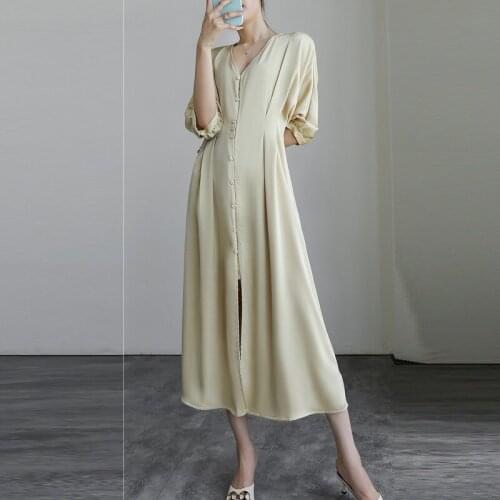 2021 Fashion designer summer women dress yellow long elegant ladies trendy dresses vintage casual simplee clothes large size