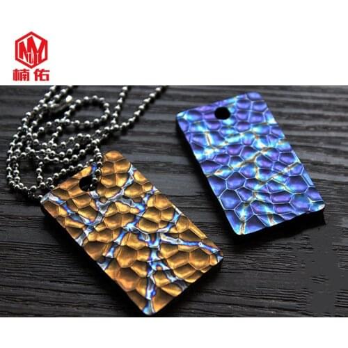 1PC Titanium Alloy Aerolite Grain Decorative Metal Card Pendant Army Fan Pendant Dog Tag ID Card EDC Outdoor Tool Accessories