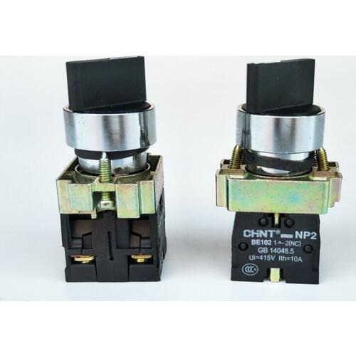 2PCS/Lot CHINT NP2-BD25 2 Position Selector Push Button 1NO+1NC Selector Switch XB2-BD25