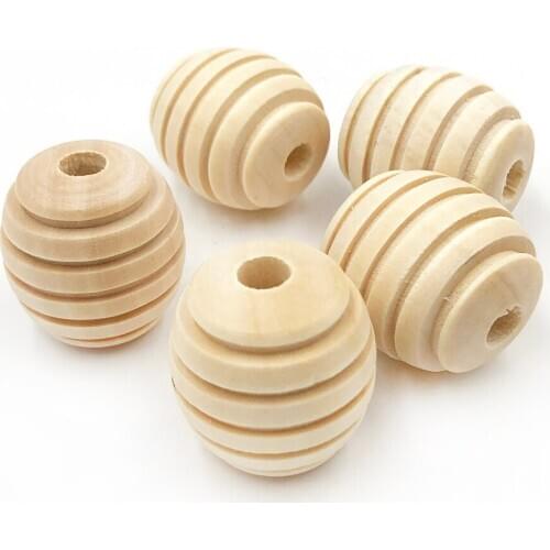 10pcs Wooden Teething Beads BPA Free Food Grade Thread Wood Bead For Infant Baby Play Gym Toys for Gaming for bracelet necklace