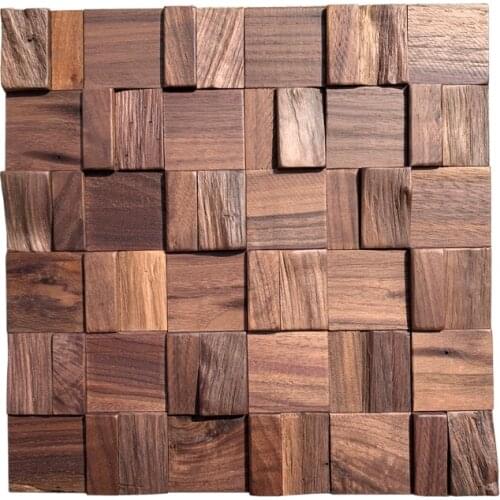 Southeast Asia Latest Design Art Wood mosaic tile Home Decoration Natural walnut Wood texture Wall art for background decor