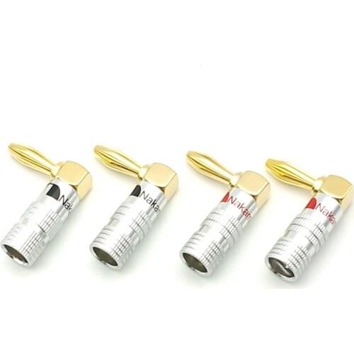 2PCS/1Pair Right Angle Nakamichi Banana Connector 4mm Banana Plugs Double screws locking, no soldering, 90 Degree Angel