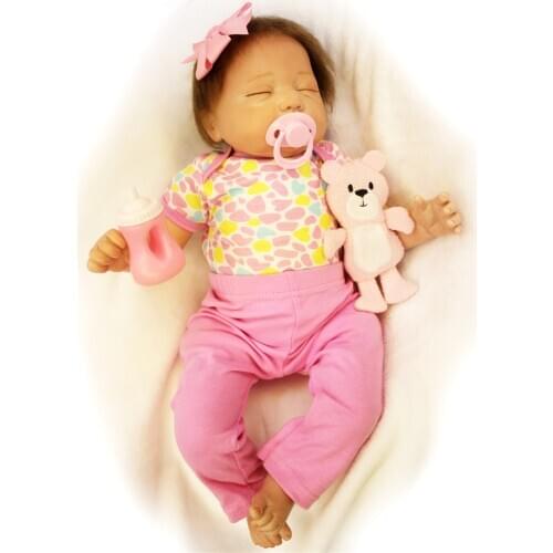 20" Reborn Babies Doll Silicone Baby Dolls Kids cloth body closed eyes girl doll vivid Kids Birthday Gifts Reborn Babies Toys