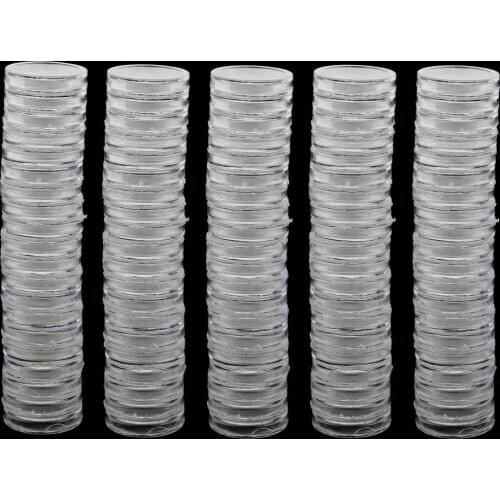 200pcs 19mm Plastic Clear Round Coin Capsules Containers Coin Protector Case