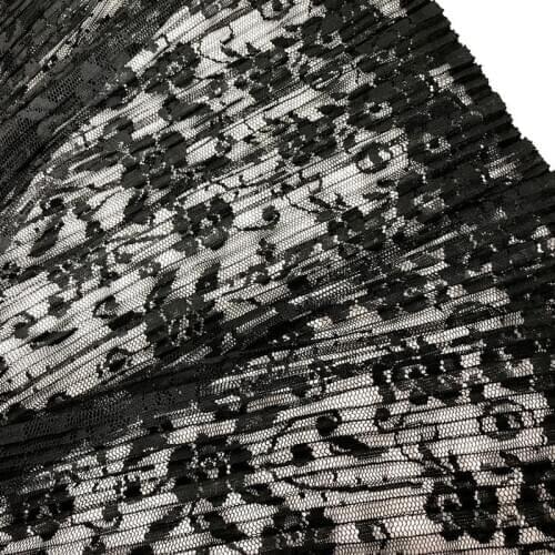 GLace 3Y/Lot Black pleated transparent lace fabric for skirt dress accessories DIY craft material TX1246