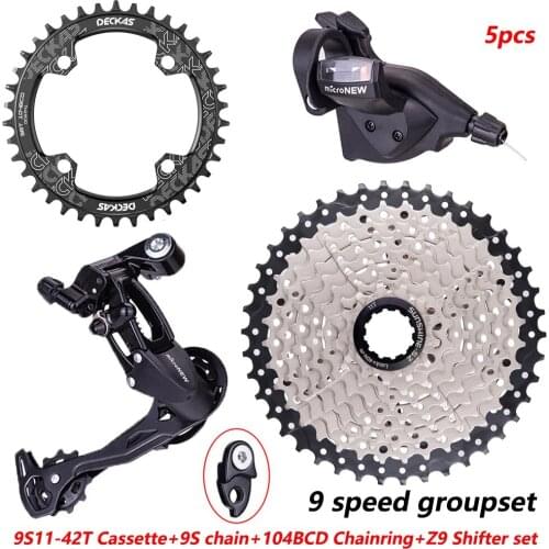 ZTTO MTB Bicycle 9 Groupset 1X9 System 9S 11-42T Cassette 9 Speed Shifter Rear Derailleur Groupset for 9V k7 mountain bike parts