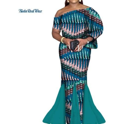 African Dresses for Women Print Long Dresses Vestidos Bazin Riche African Wedding Party Sexy Short Sleeve Ankara Dresses WY9126