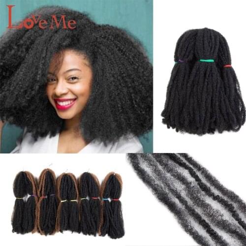 LOVE ME Marley Braids Hair Afro Kinky Bulk Synthetic Hair 5 Pcs/Lot 14 Inches Crochet Braid Hair Extensions for Black Women