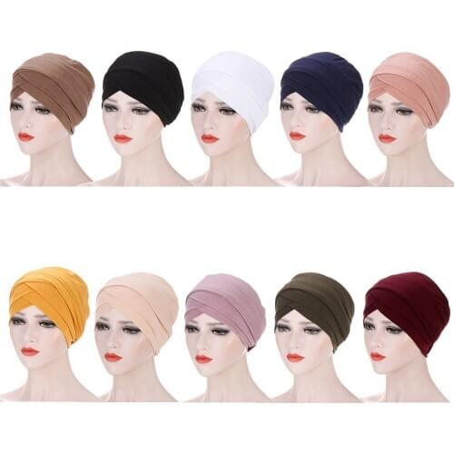 Indian Women Hijab Turban Hat Head Scarf Hair Loss Cover Cancer Chemo Cap Muslim Islamic Beanie Bonnet Stretch Headwear Hat Caps