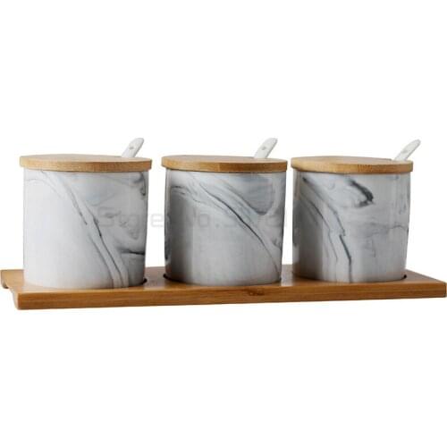 Ceramic seasoning can marble seasoning bottle salt sugar can restaurant seasoning box kitchen supplies seasoning can bottle