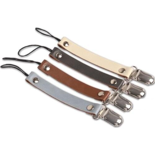 Leather Baby Short Pacifier Clip Chain Soother Nipple Holder Clasps Metal Dummy Clip Toddler Feeding For Baby Teething Product