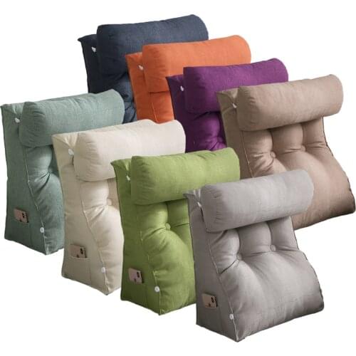 Bed Couch Chair Triangular Backrest Pillow Big Wedge Back Waist Support Cushions Cotton Linen Bedside Lounger TV Reading Pillow