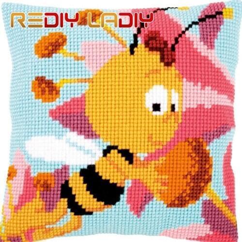 Cross Stitch Cushion Cover Maya Willy Cartoon Sofa Pillow Chunky Cross-Stitch Kits 100% Acrylic Yarn Pillow Case Hobby & Crafts