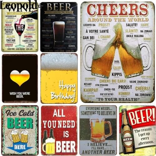 Metal Plaque Vintage Wine and Beer Poster Cheers Letters Tin Plate Bar Club Home Restaurant Decoration