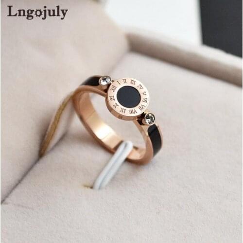 Moda Women Titanium Steel Rings Jewelry RoseGold Titanium Rings For Women Girlfriend Lovers Anniversary Party Jewelry Gifts