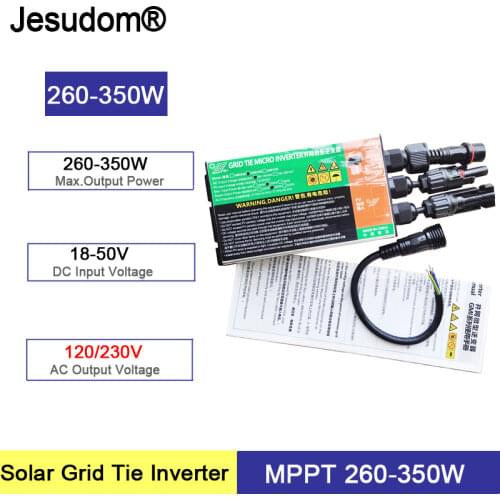 MPPT Solar Grid Tie Micro Inverter 260W 300W 350W DC18V-50V to AC110V-230V 50HZ/60HZ Solar PV Waterproof Inverter