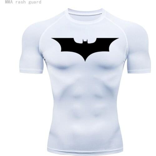 Men T-shirt Gym Top Sports Summer Fitness T-shirt White Short sleeve Compression shirt Run Jogging top Tracksuit Sport shirt