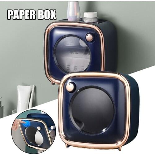 Toilet Tissue Holder Double Layer Waterproof Wall Mounted Self Adhesive Stay Dry Roll Draw Paper Dispenser for Bathroom M56