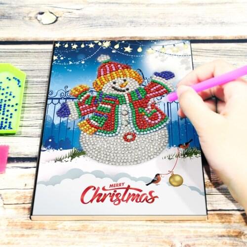 NEW Diy Creative Notebook Diamond Painting DIY Christmas Snowman Shaped Diamond Bright Diamond New 64 Page A5 Notebook