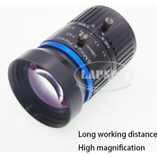 Long Working Distance High Multiple 8MP 100mm CCTV 1:3.5 Fixed Focus C / CS Mount Industry Camera Lens